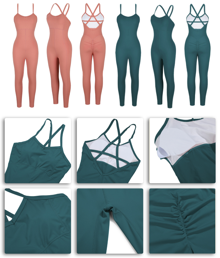 75% Nylon 25% Spandex Fitness Women Workout Jumpsuit Activewear Tracksuits by HEXIN