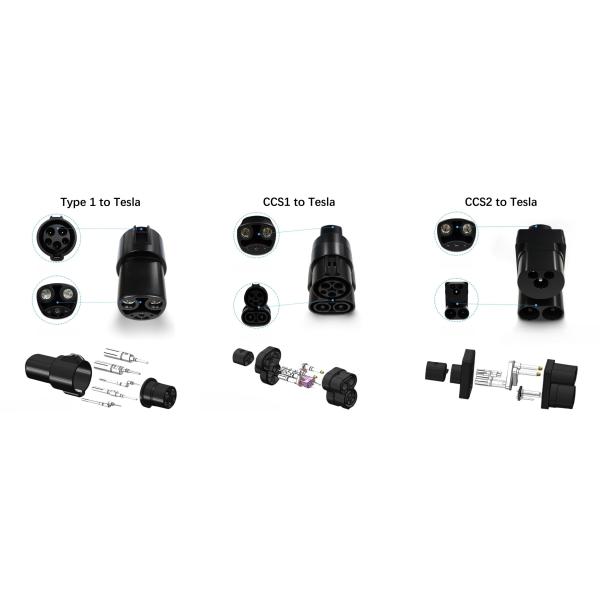 Tesla Type 1 2 CCS 1 2 GB/T J1772 EV Charger Male Female Plugs Socket Convertor