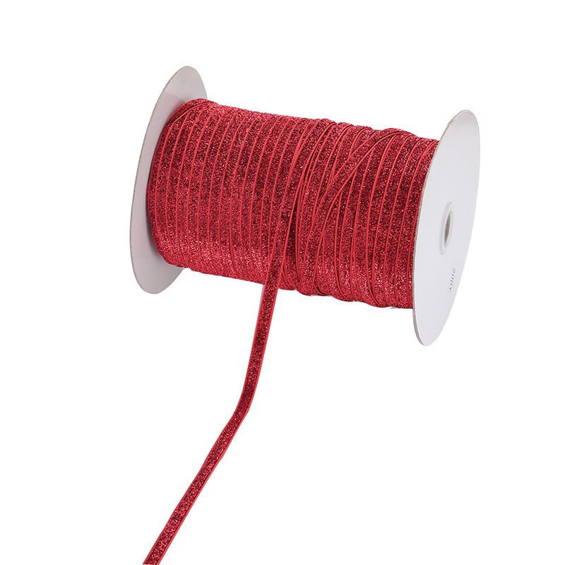 stretch metallic yarn velvet ribbon for garment apparel bags elastic flocking tapes