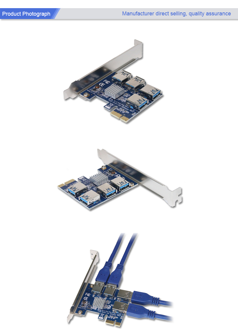 60cm USB 3.0 Cable PCI E Expansion Card 3x FP Solid Capacitors Gold Plated Contacts