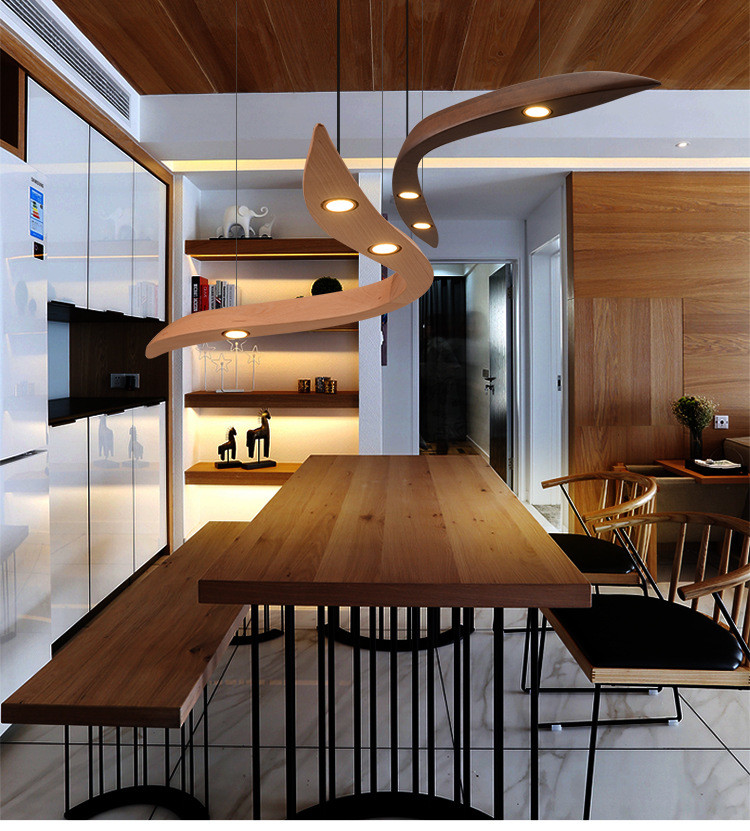 Modern Designer Solid Wood Chandelier Simple Art Decor Restaurant Long Chandelier(WH-MI-400)