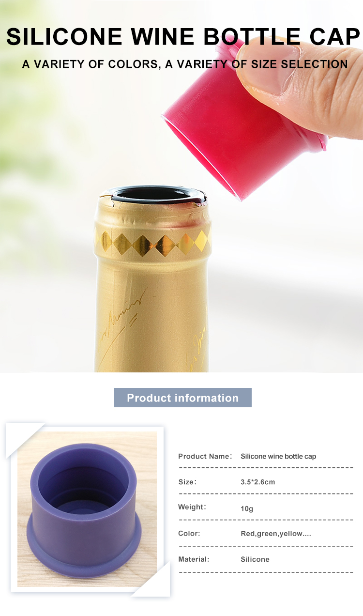 Food Grade Hot Selling Universal Size Silicone Wine Bottle Cap