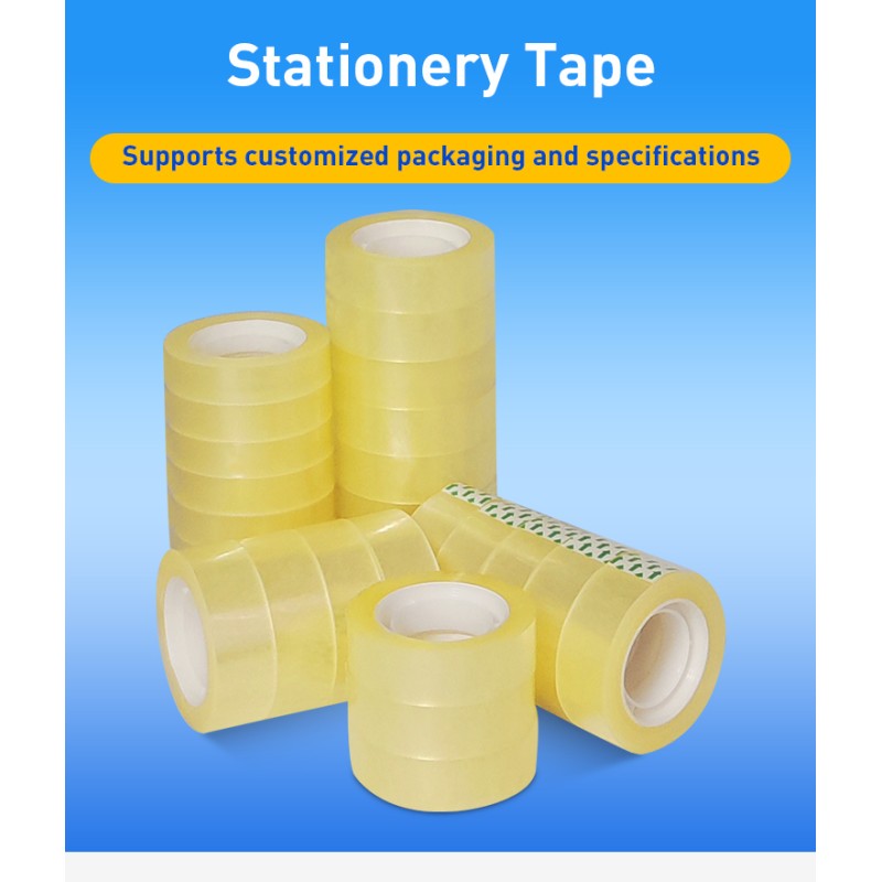 Custom Logo Transparent Stationery Tape 48micros Thickness For Envelope Sealing