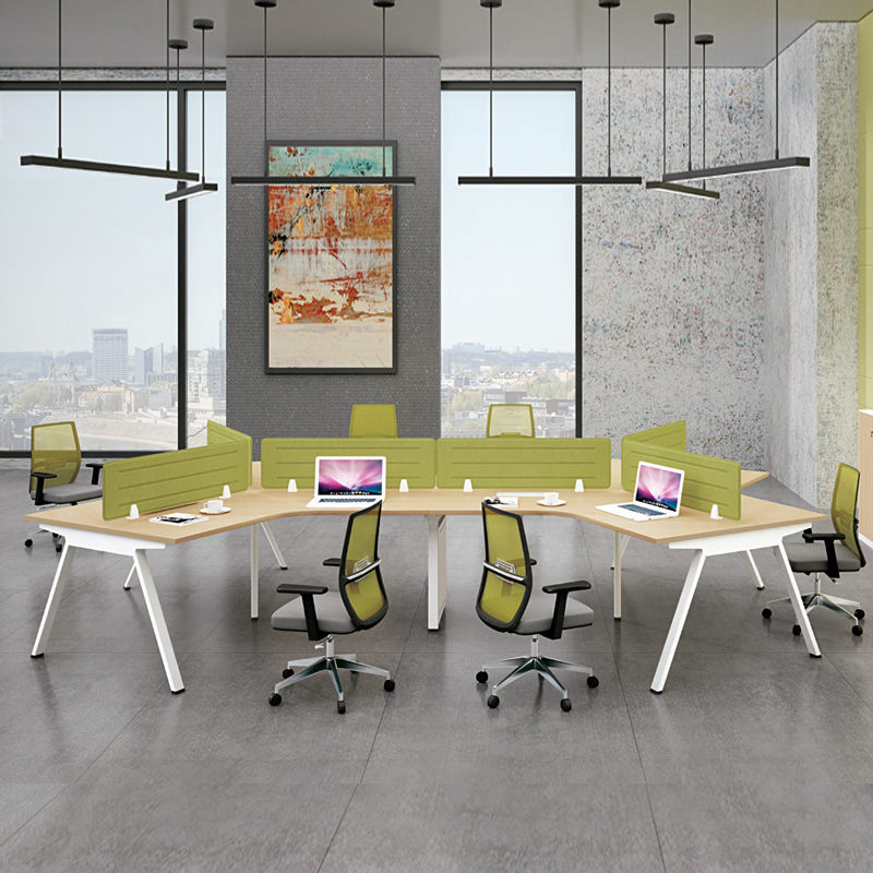 Customizable MDF 4-Person Office Workstation Desk with Metal Legs