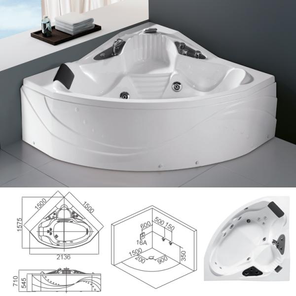 Indoor Bathroom Sanitary Ware Acrylic Spa Hot Tub Surfing Massage Bathtub