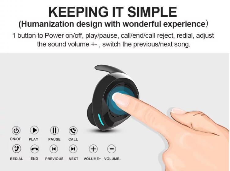 Bluetooth Earphone Mini Stereo Headset in Ear Earbuds Microphone Wireless Headphone (for ios iPhone Android Samsung)