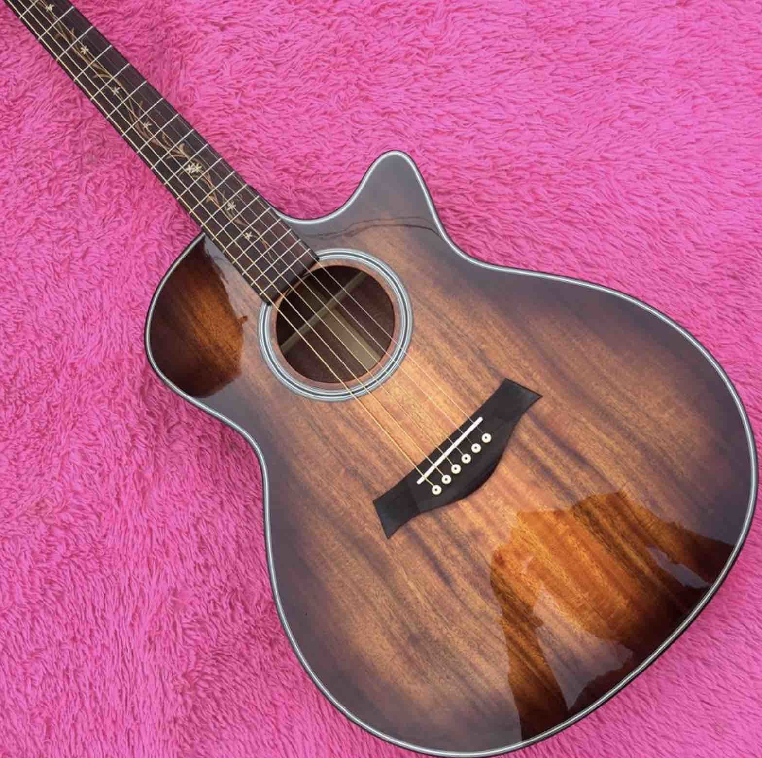 Solid Koa Wood Cutaway Rosewood Fingerboard GK24ce Acoustic Electric Guitar