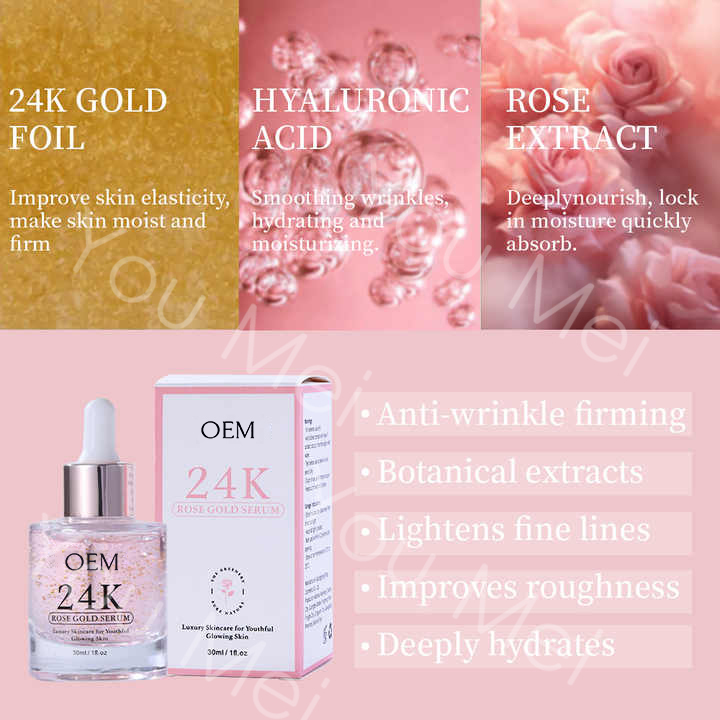 Paraben Free Aloe Vera Glycerin Skincare Face Serum 24K Pure Gold Hyaluronic Essence