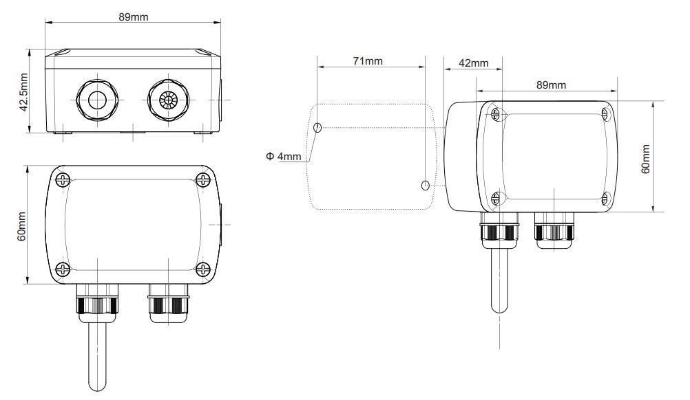 KTT100 Wall Mounted Temperature Transmitter 4-20mA