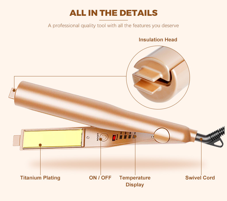 2 In 1 Curling Iron And Anion Hair Straightener LED Dual Ceramic Titanium Plate