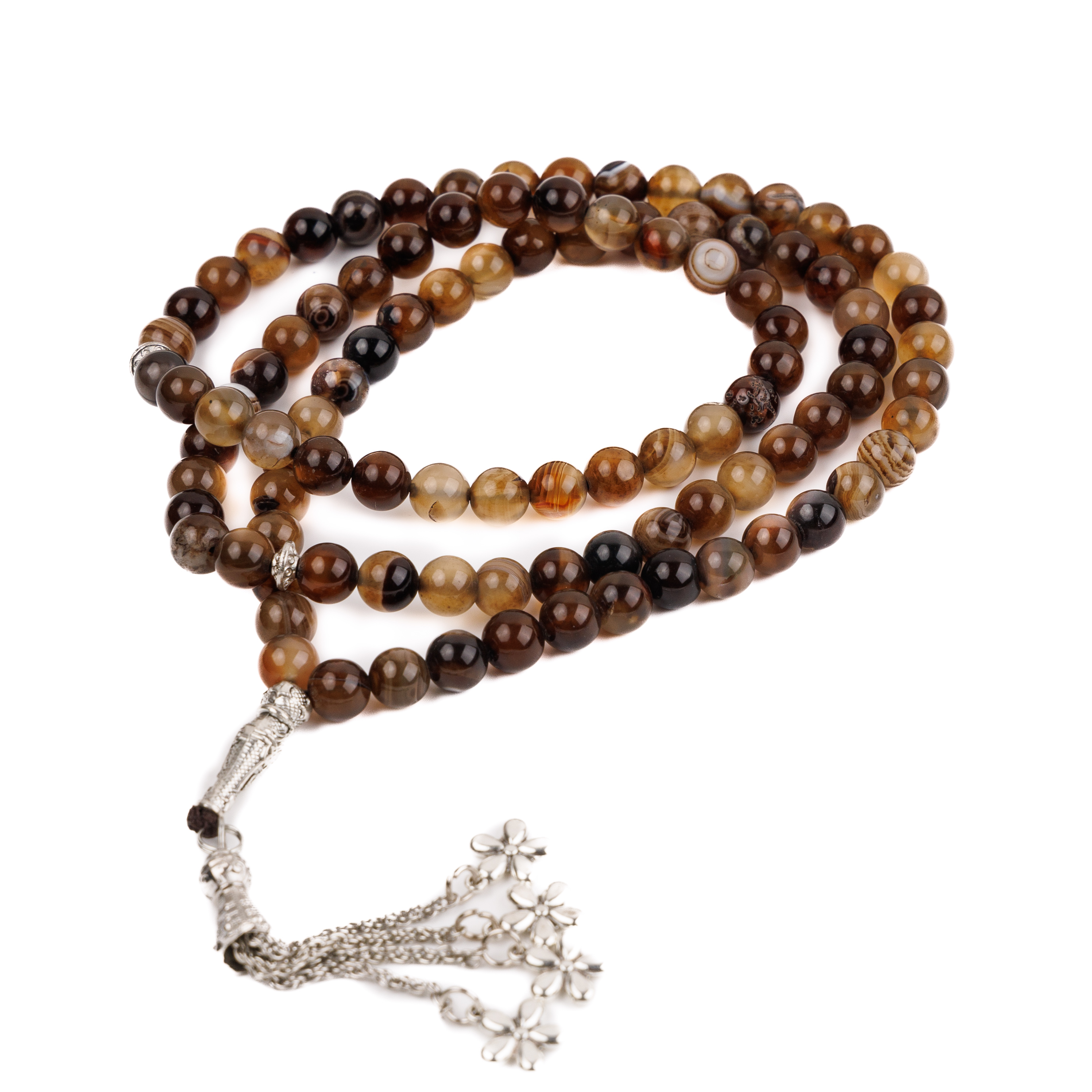 33 99 Factory Custom 8mm Natural Stone Beaded Tasbih Muslim Islamic Prayer Beads