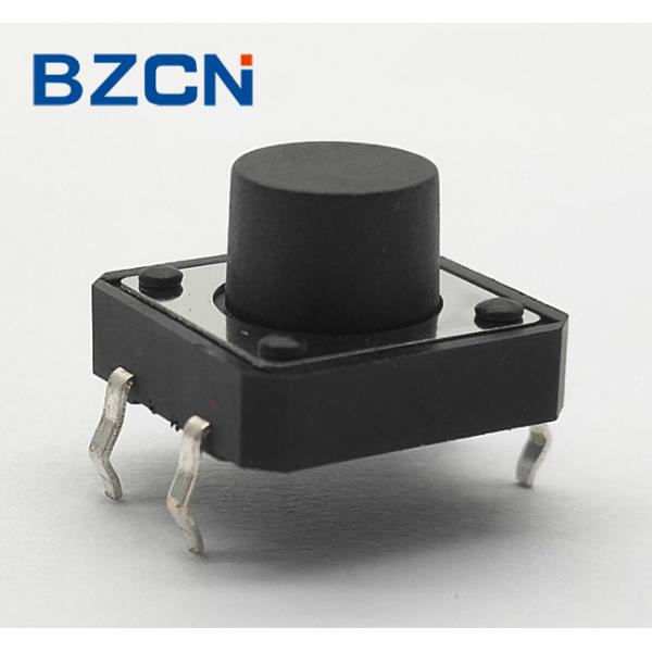 Black 12mm Tactile Switch , 4 Pin Momentary Switch With Stable Operation