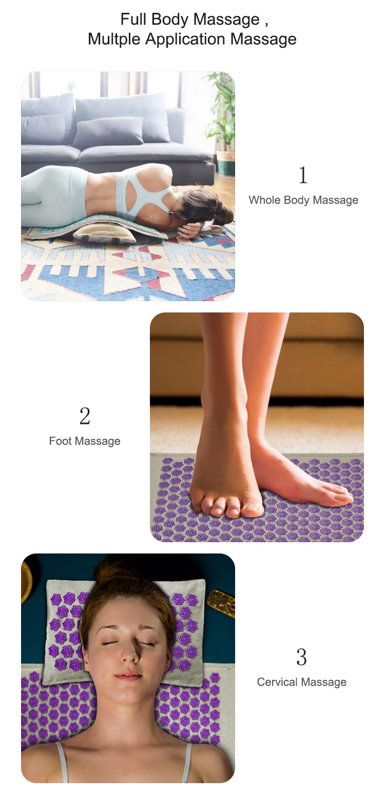63.5*38.1*2.5cm High Stretchable Gray Massage Acupressure Yoga Mat With Spikes