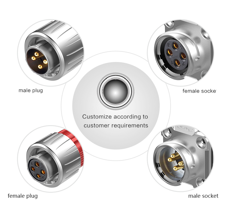Waterproof Cable Connector 4 Pin Waterproof Plug Cable Male Female Panel Mount