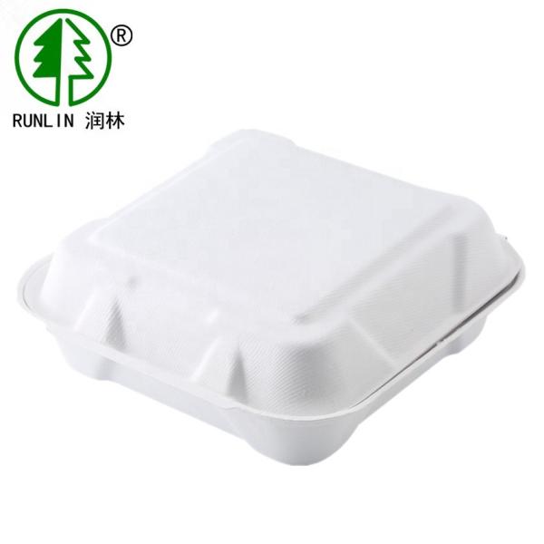 Compostable Bagasse Take Away Disposable Burger Boxes 6in Biodegradable Food