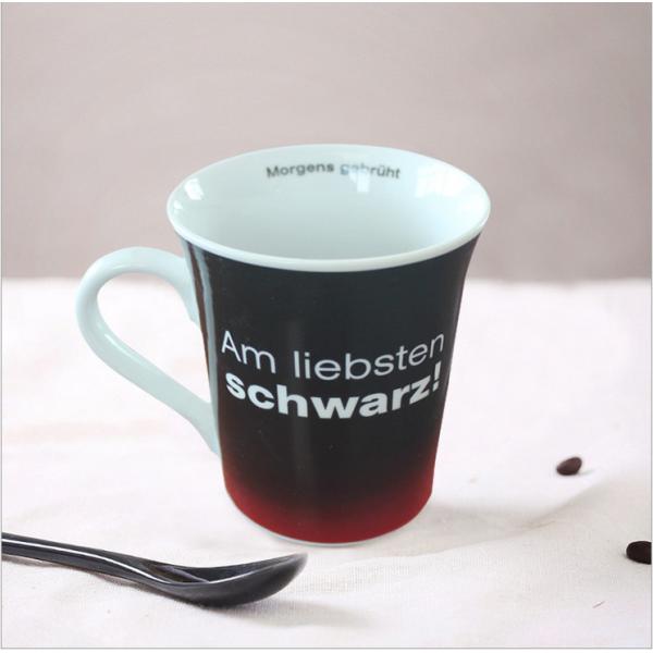 High temperature decal Eco Friendly Mugs / Couples Cup Coffee Mug with spoon