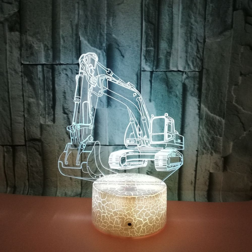 OEM logo picture Excavator 3D LED night light Colorful remote control touch Creative gift small table lamp