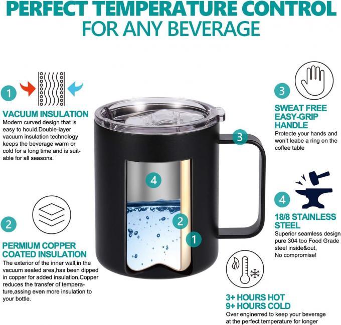 Sleek Design Custom Logo 304 Stainless Steel Insulated Metal Drinking Cups Travel Insulated Beer Mug With Lid 360ml Comfort Grip Easy Clean