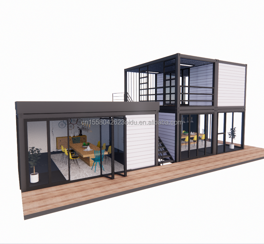 Wall 50/75/100mm Wave Sandwich Panel Customizable 20ft Container House Combination Three Bedrooms Four Bedroom Prefab with Carport Living Apart