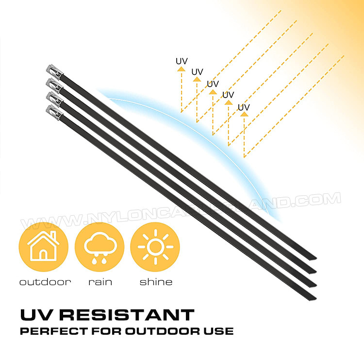 Polyester Coated 304/316 Stainless Steel Cable Ties, Epoxy Coated Metal Cable Tie 15mm x 400mm (800 lbs) for Machines