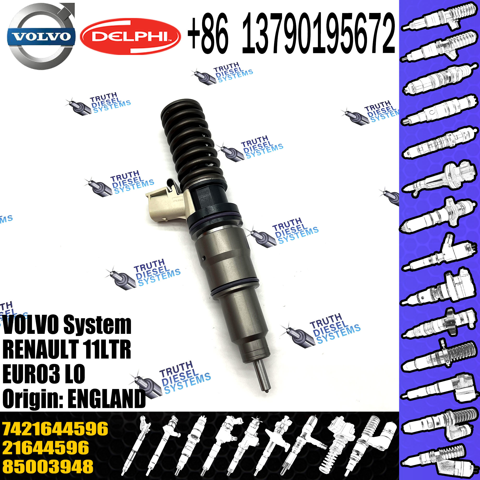 original Diesel Fuel Injector 21644596 5001867216 7420708597 7421582094 7421644596 E3.18 for VOL 11LTR EURO3