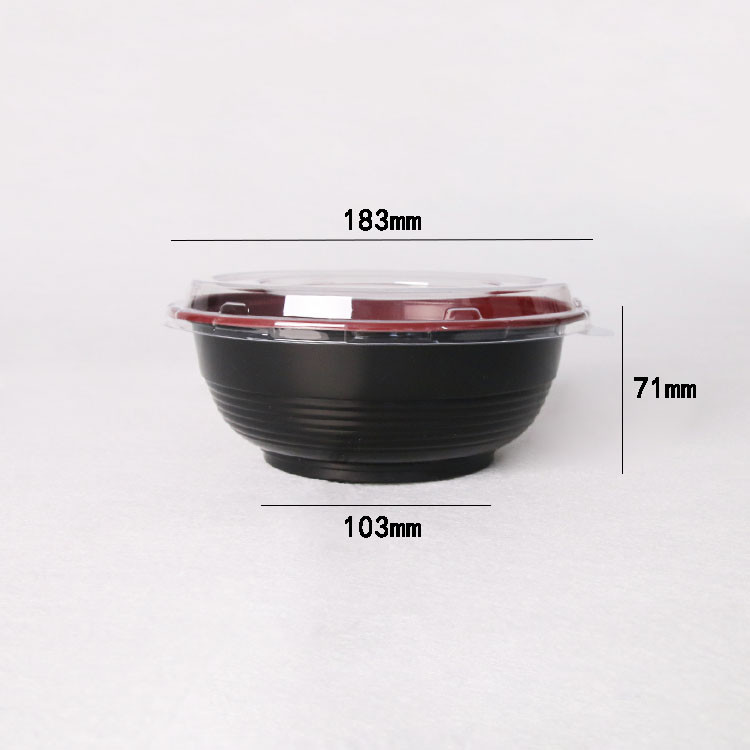Red And Black Noodle Soup Container Disposable Plastic Noodle Bowl
