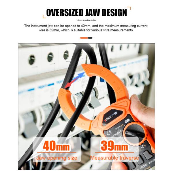 VICTOR 615B DC 1500V 1000A True RMS AC DC Digital Clamp Multimeter with Live NCV solar energy clamp meter