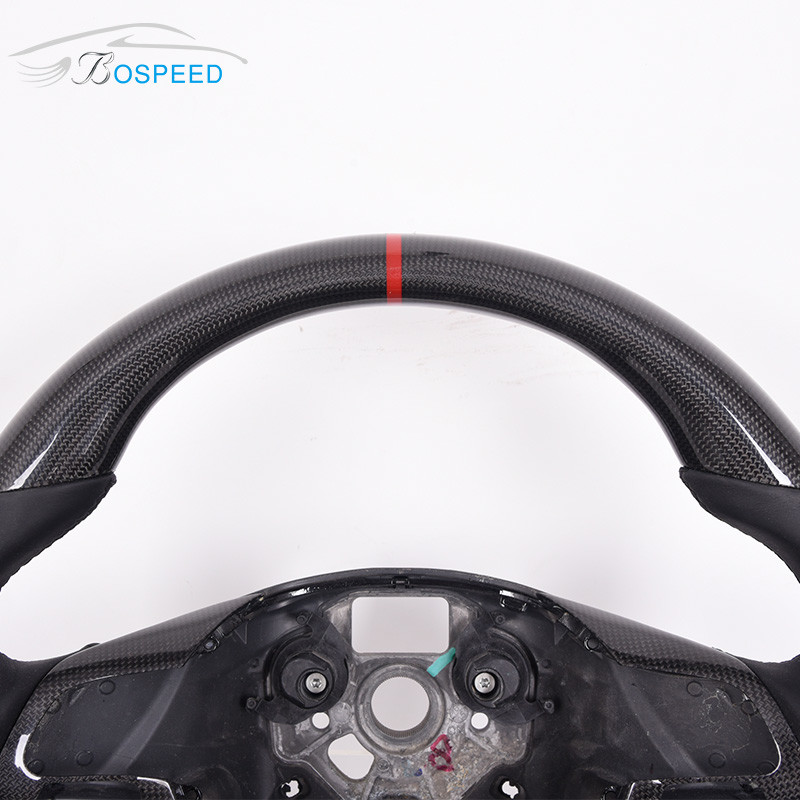 Leather Volkswagen Carbon Fiber Steering Wheel Flat Bottom Gloss