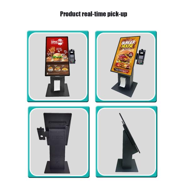 15.6" 21.5" Tabletop Restaurant Self Check Out Kiosk Inbuilt Printer QR Code Scanner