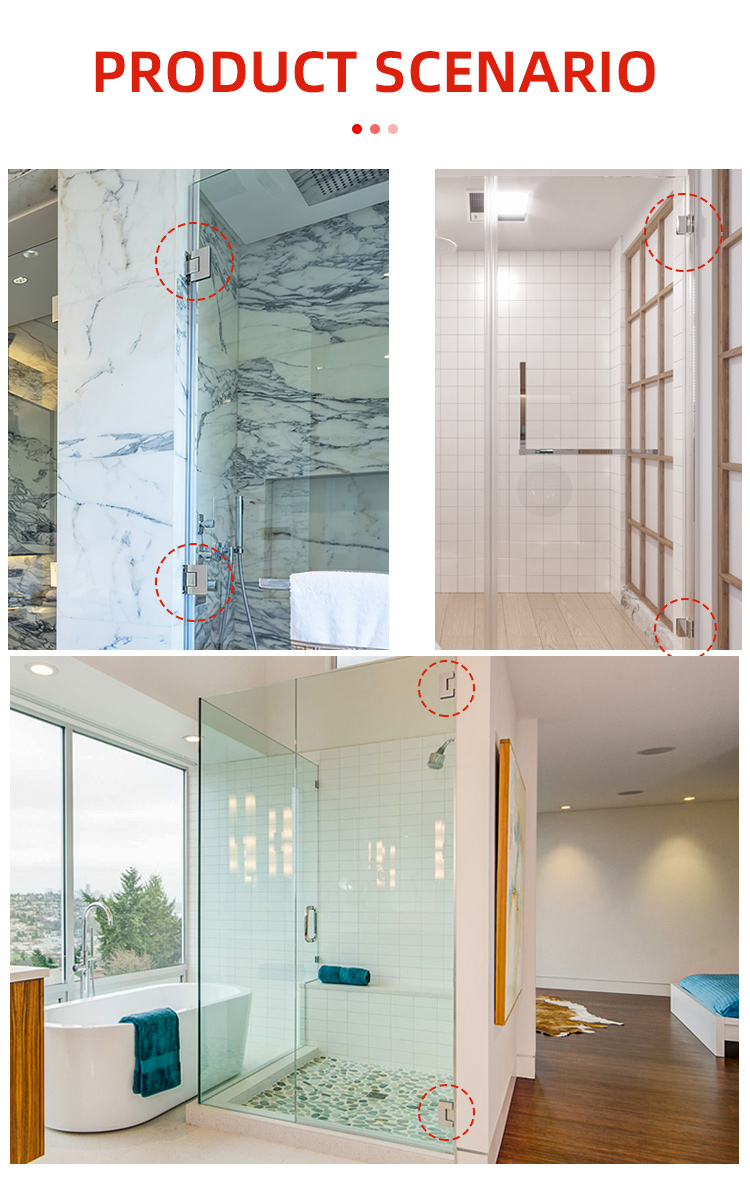 H PLATE Stainless Steel Brass Frameless Pivot Wall Mounted Shower Glass Door Hinge