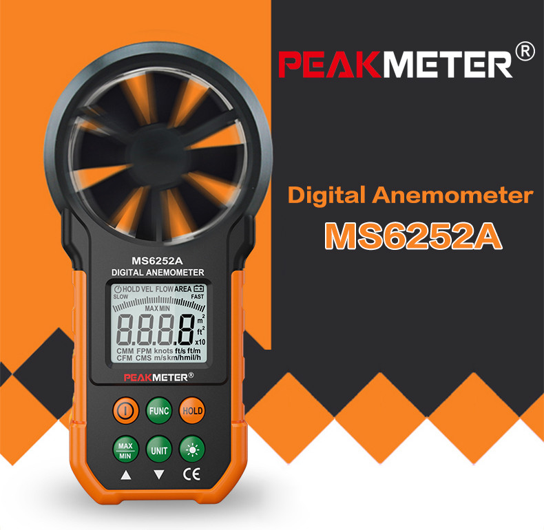 Environmental Air Wind Meter Anemometer , Flow Area Setting Handheld Wind Speed Indicator