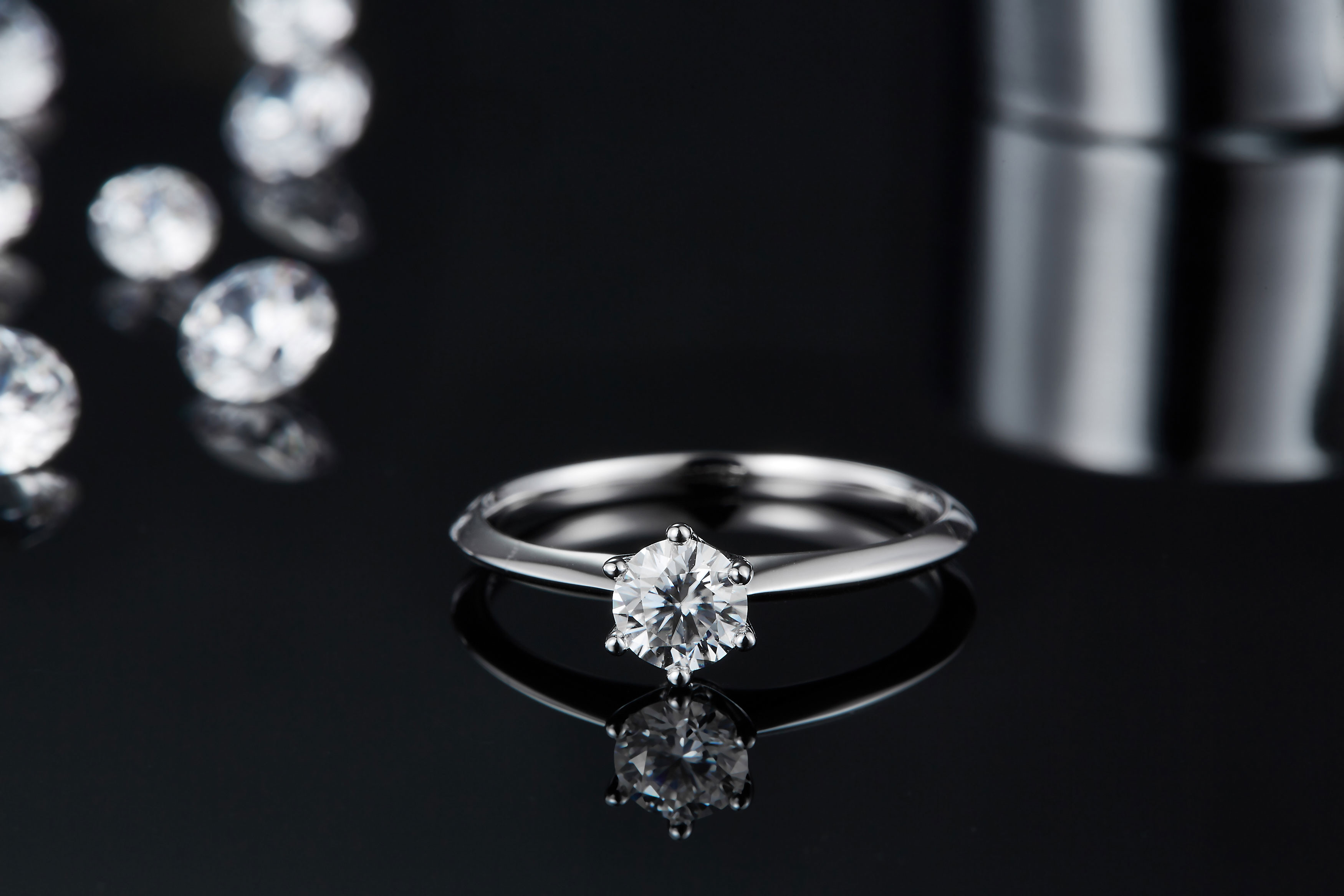 9K with Silver Ring cut White Moissanite Diamond Minimalist Wedding Jewelry