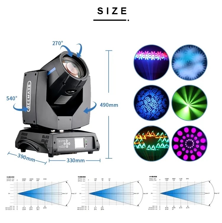 Stage Lights for DJ Disco LED Moving Head Light Support Dimmer Spot Beam Gobo Club