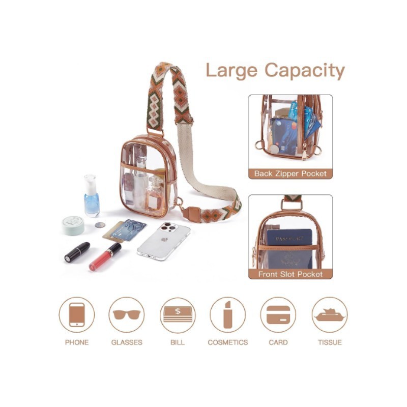 TPU transparent anti-splash chest bag,lulu transparent bag Lulu crossbody shoulder bag
