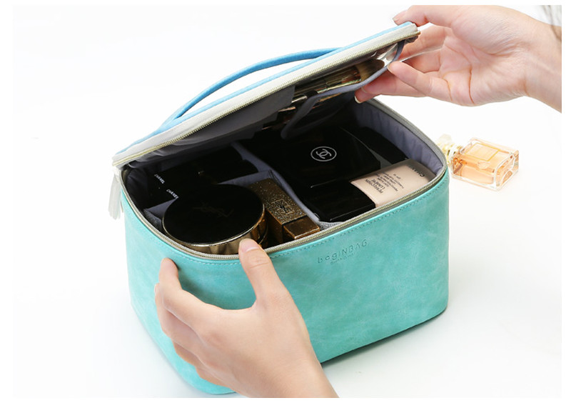 Cylinder Bucket Shape Cosmetic Makeup Bag Travel Makeup Pouch Bag
