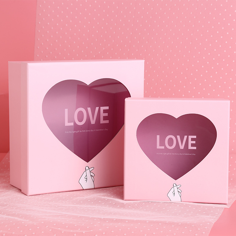 Custom Heart-Shaped Transparent Window Gift Box with Your Own Logo Colorful Design