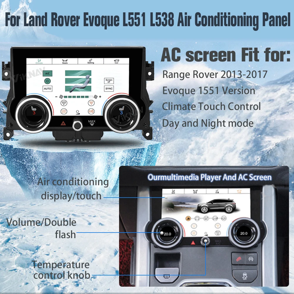 Air Condition Panel For Land Rover Evoque L551 L538 2012-2018 Wide Angle Car Radio display Touch LCD Screen Control