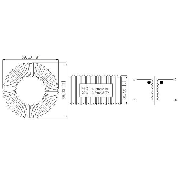 High efficiency Toroidal Power Transformer E207567 105℃ 600V 16AWG WHI-RED