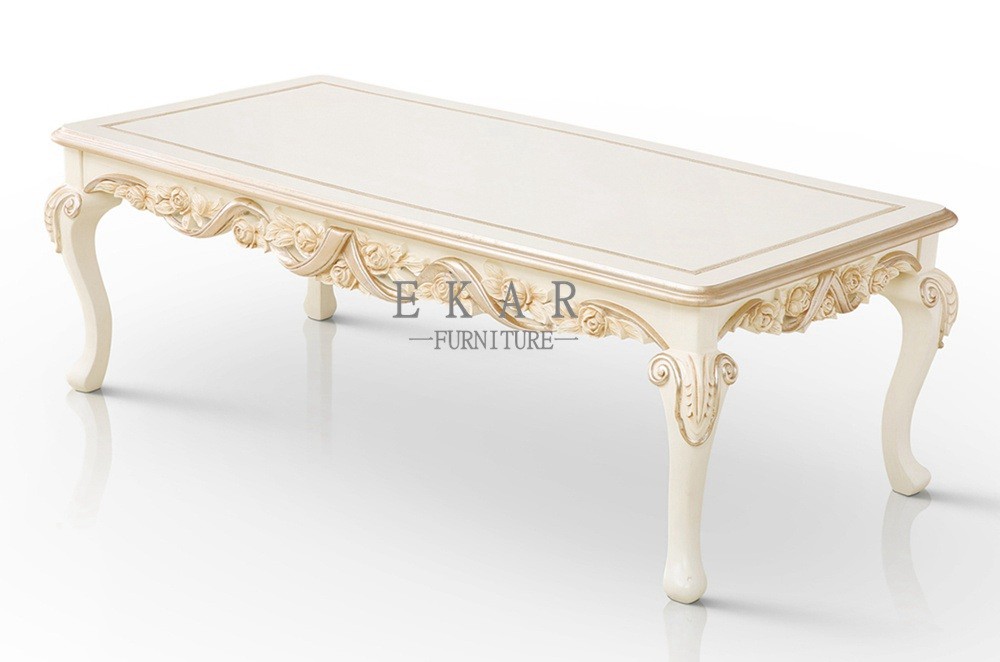 Luxury Antique Rectangle Coffee Table Hand Carved Wooden Coffee Table