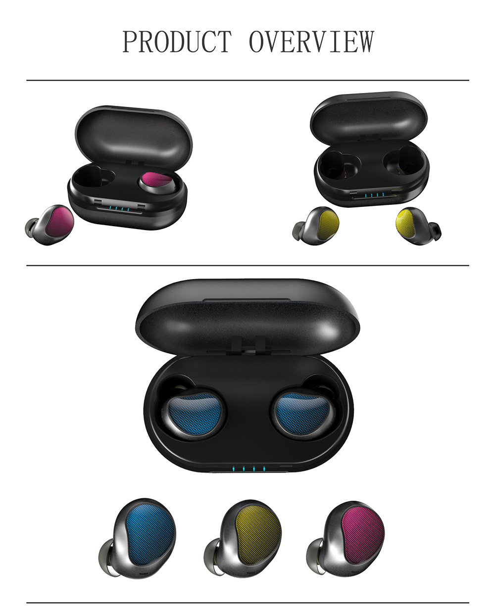 T10 Tws Waterproof Bluetooth Earphone Touch Control Wireless Stereo Earbuds (with 1200mAh Wireless Charging Bin)