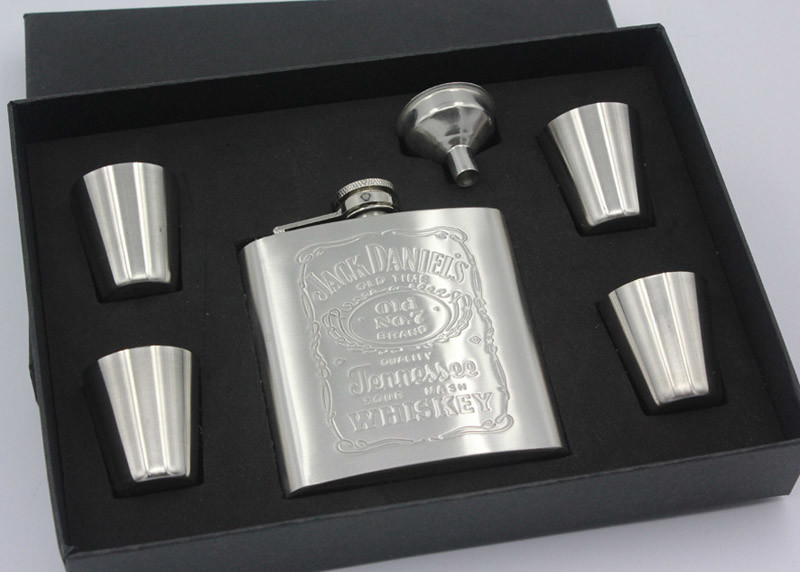 Pretty Kitchen Household Items 4 Cups 1 Funnel 6 Oz Metal Hip Flask