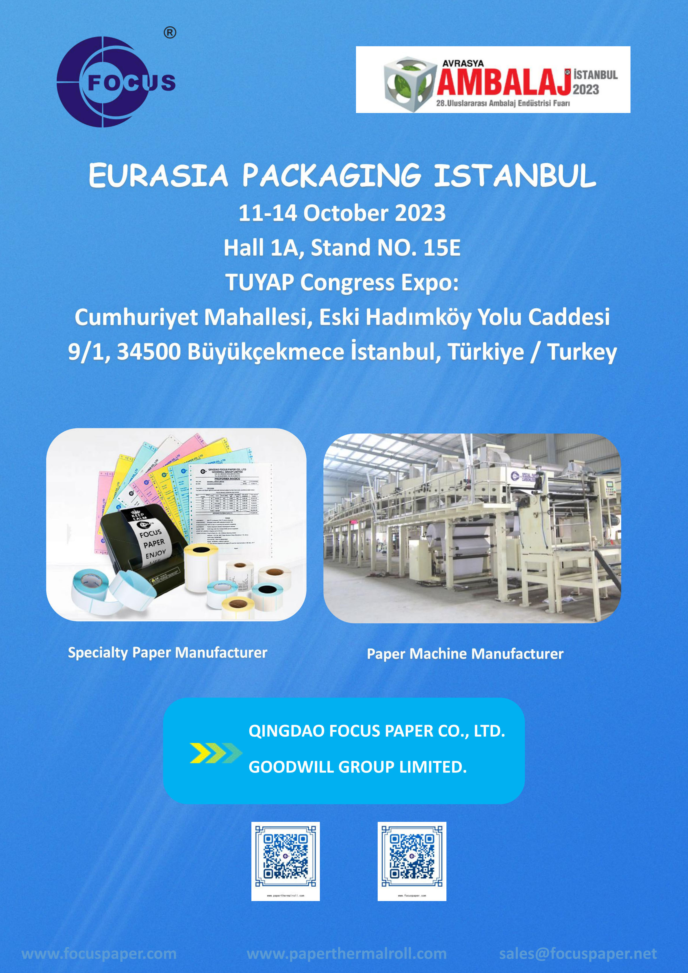 Focus Brand 100% Virgin Wood Pulp Thermal Paper Jumbo Roll Width 762-1270mm