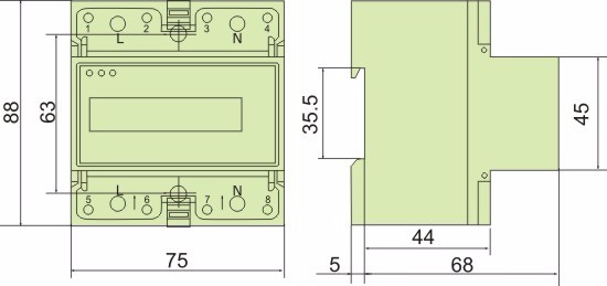 Single Phase Din Rail Electronic Active Kwh Energy Meter With LCD