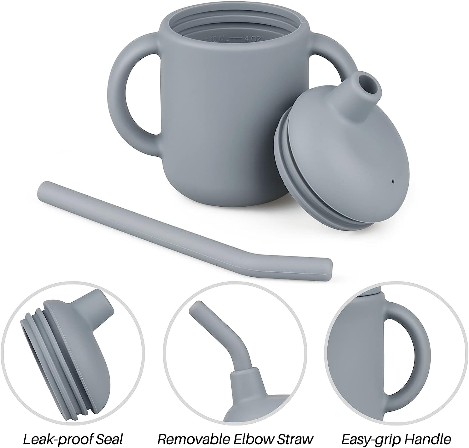 Baby Silicone Straw Cup With Handles Lightweight Unbreakable
