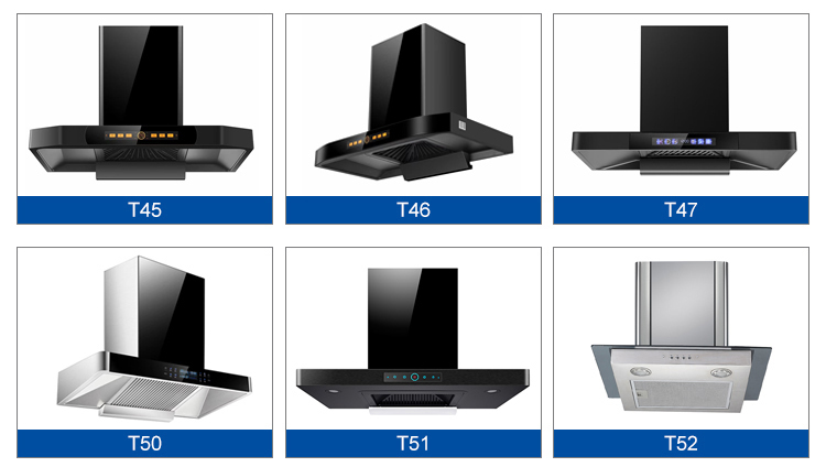 Modern Glass Stainless Steel T Chimney Style Hood Electric App Controlled