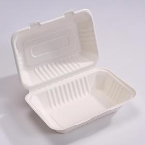 Quality 9 X 6In Sugarcane Bagasse Clamshell Biodegradable Disposable Lunch Box for sale