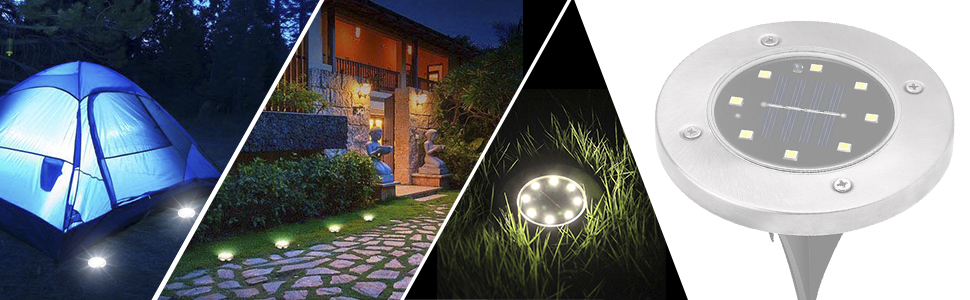 Solar Ground Lights, 8 LED Inground Solar Lights, Solar Powered Garden Lights for Outdoor Pathway Lawn Yard Patio Walkway