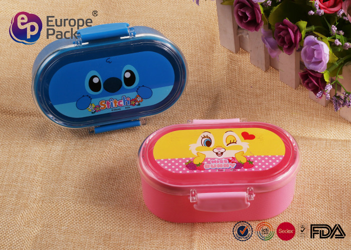 Customized Cute Pattern Childrens Plastic Lunch Boxes Non Toxic Square Locked