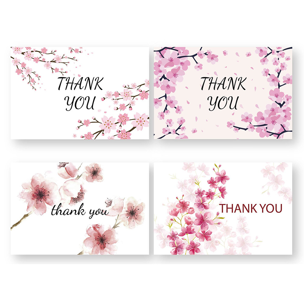 OEM Flower Printed Custom Wedding Thank You Cards With Envelope Book Printing