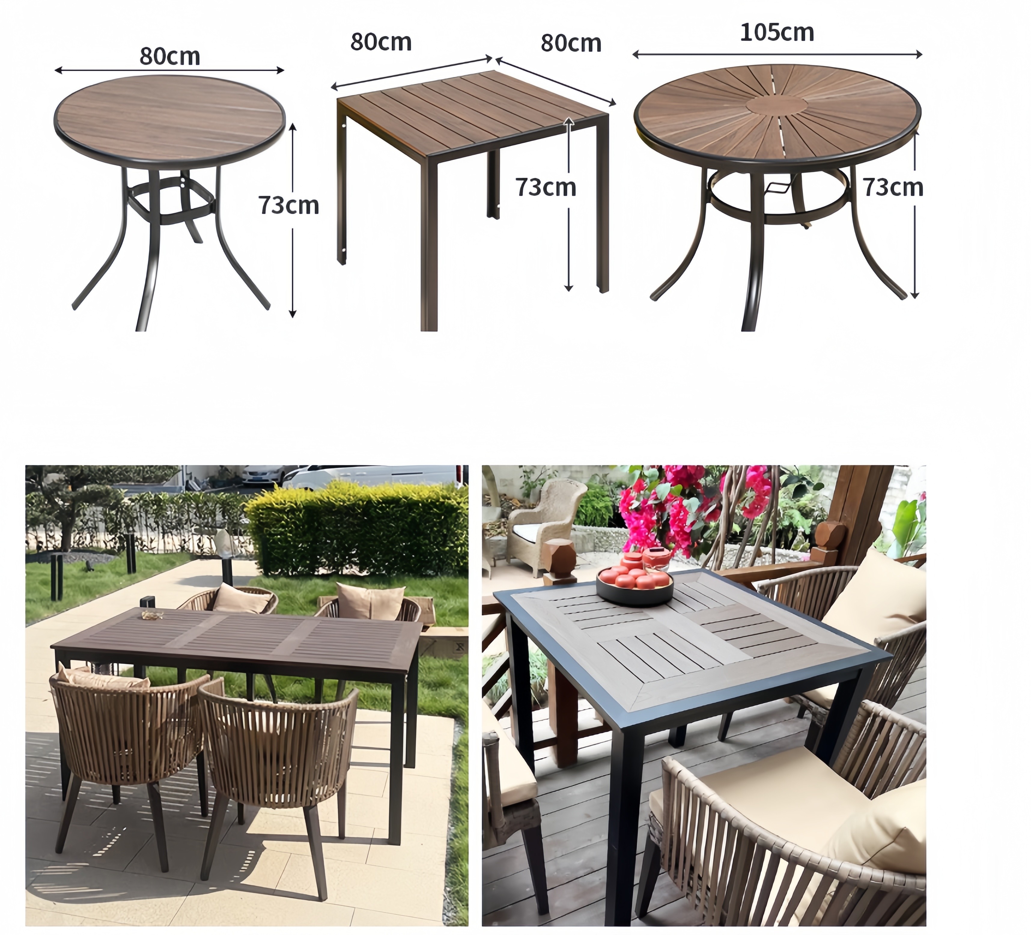 Outdoor Table And Chair Villa Courtyard Garden Leisure Terrace Plastic Wood Table Combination Of Outdoor Rattan Table